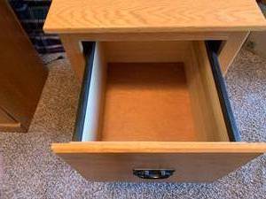 2 drawer Wood File Cabinet with black hardware