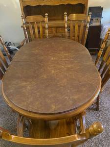 Heavy Duty 6 Chairs and Table Oak Lifetime Dining Room Set (matching buffethutch in lot 94)
