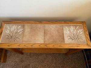 Oak Sofa Table with Tile Inlay