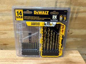 lot 32 image: DEWALT Titanium Nitride Coated Pilot Point Drill Bit Set (14-Piece)