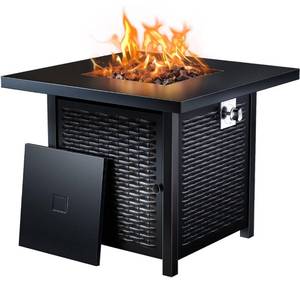 lot 18 image: 32 Inch Outdoor Gas Fire Pit, 50,000 BTU Steel Fire Table with Lid and Lava Rock