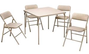 lot 49 image: COSCO 5 Piece, Tan Folding Table and Chair Set.