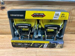 lot 58 image: SMARTSTRAPS Pack of 2- 20 ft Commercial Ratchet Tie Downs