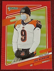 lot 2 image: 2021 Donruss Press Proof Joe Burrow - Mask Variation