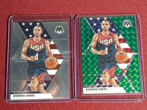 lot 31 image: (2) Mosaic National Pride Stephen Curry Cards - One is Green Mosaic
