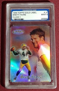 lot 42 image: 1999 Topps Gold Label Brett Favre Card - Pro Grading 9