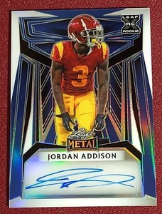 lot 155 image: 2023 Leaf Metal Jordan Addison Autograph Rookie Card - #d8