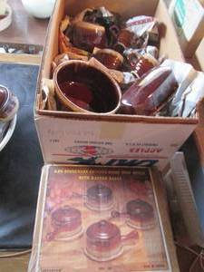 lot 101 image: Large lot of stoneware cups, bowls and other dishes