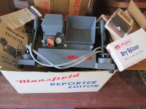 lot 199 image: Vintage Mansfield Reporter Editor and vintage Mansfield Dry splicer, both in original boxes