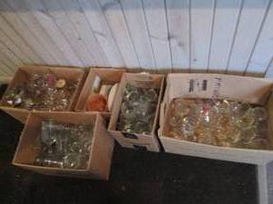 lot 203 image: Huge lot of assorted glassware, stemware, high balls, lowballs, shit glasses and serving vessel