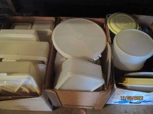 lot 147 image: (3) boxes full of assorted Tupperware containers