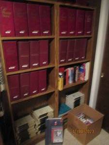 lot 256 image: Huge collection of Morgan Horse Magazine sets in binder folders and organized by date, World Book Encyclopedias and other assorted reading materials (does not include shelves)