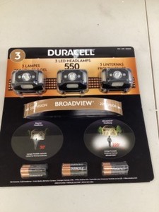 lot 16 image: Duracell 1600263550 Lumens LED Headlamps 3 Pieces  3 PACK HEADLIGHTS 9 MODES