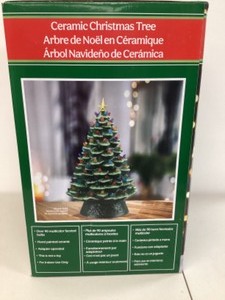 lot 14 image: Creative Hobbies Classic Ceramic Christmas Tree  15.5 Vintage Green Tree with Separate Base, Multi-Color Lights, Power Cord, Bulb and Star