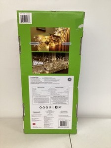 lot 63 image: GE Glitter GEM Garland 100 LED Lights Clear White Wire 9ft Strand Battery Op. Like New Open Box