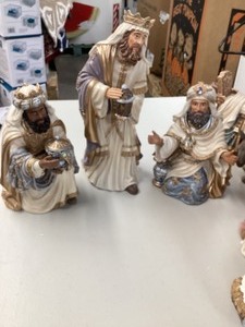 lot 5 image: Kirkland Signature Hand Painted Nativity 13 Piece Set. new open box