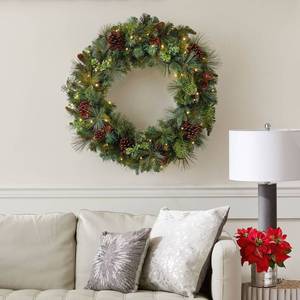 lot 75 image: New 32 Greenery Artificial Christmas Wreath with Dual Color L.E.D. Lights - 5 of 7