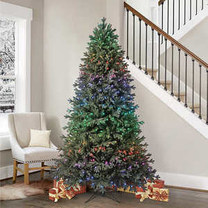 lot 11 image: 7.5 Smart App-Controlled Pre-Lit Artificial Christmas Tree with 600 Twinkly RGB LED Lights - Open Box - Used Very Good - Works but Missing Power Cord
