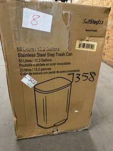 SoftStep 13.2 Gal. Semi-Round Stainless Steel Step Trash Can with Odor Control System and Inner Bin for Office, Kitchen
