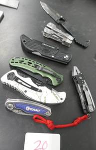lot 20 image: Lot of pocket knives and a SOG Multi tool