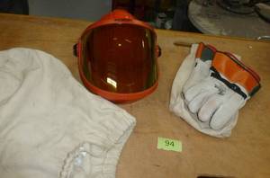 lot 94 image: electrical arc flash helmet and gloves