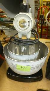 lot 100 image: Sunbeam mixer with metal mixing bowls - works