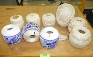 lot 160 image: lot of crochet thread, tan and white, 100% cotton