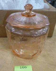 lot 166 image: Pink depression candy jar