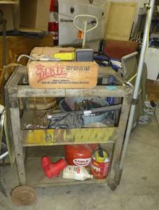 lot 263 image: Old steel cart with contents