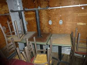 lot 324 image: 3 Caf tables and 6 chairs