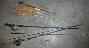lot 298 image: Johnson and Zebco 33 rods and reels, ice fishing rods
