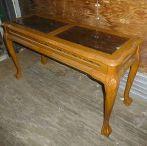 lot 312 image: Nice hall table with glass top 48x18x26t