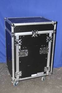 lot 18 image: Marathon Flight Road Case MA-11M16UCT2 w 11U Slant Audio Mixer DJ Rack and 16U Vertical Rack System