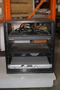 lot 86 image: Middle Atlantic RKBRK Series Black Laminate Equipment Rack with Miscellaneous Pro Audio  Video Equipment & Accessories