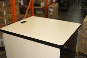 lot 93 image: Video Furniture International VFI Deluxe Mobile Audio  Video Equipment Rack w Vented Blank Panels & Plexiglass Front Door
