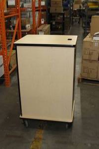 lot 94 image: Video Furniture International VFI Deluxe Mobile Audio  Video Equipment Rack w Vented Blank Panels & Plexiglass Front Door