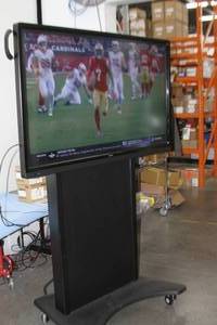 lot 101 image: Sharp 60 Aquos Interactive Display Monitor Touchscreen with Middle Atlantic FlexView FVS-800 Universal Mobile Cart w Casters $$$