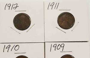 1909, 1910, 1911, & 1912 Wheat Back Pennies