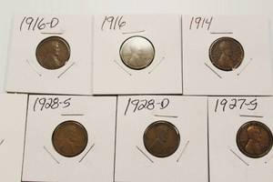 15 Semi Key Date Wheat Back Pennies, 1914- 1929