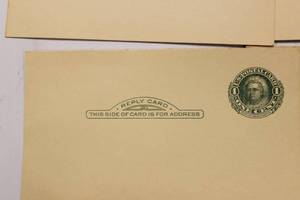 One Cent Martha Washington United States Postal Reply Cards, Lot Of 4 Cards U.S. 1920s, Good Condition