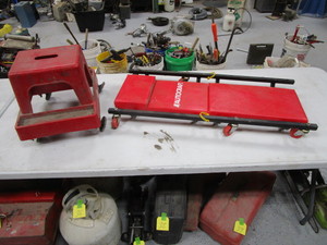 lot 42 image: Folding Creeper & Rolling Shop Stool