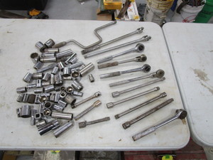 lot 83 image: 12 Drive Sockets, Ratchets, Extensions, Breaker Bars