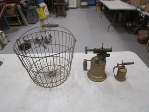 lot 138 image: Vintage Torches & Egg Basket