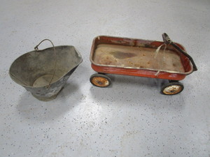 lot 150 image: Vintage Coal Bucket & Wagon