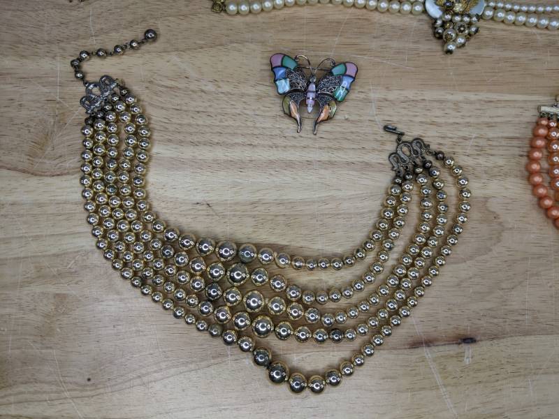 Lovely Vintage Costume Jewelry Faux Pearl Necklaces, Brooches, and More Z