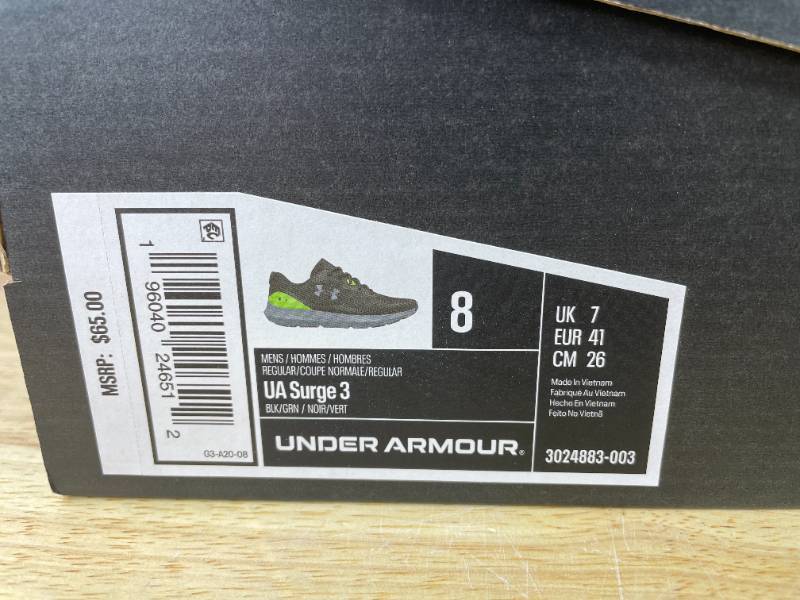 Brand New Under Armour UA Surge 3 Neon Athletic Shoes Mens 8 X