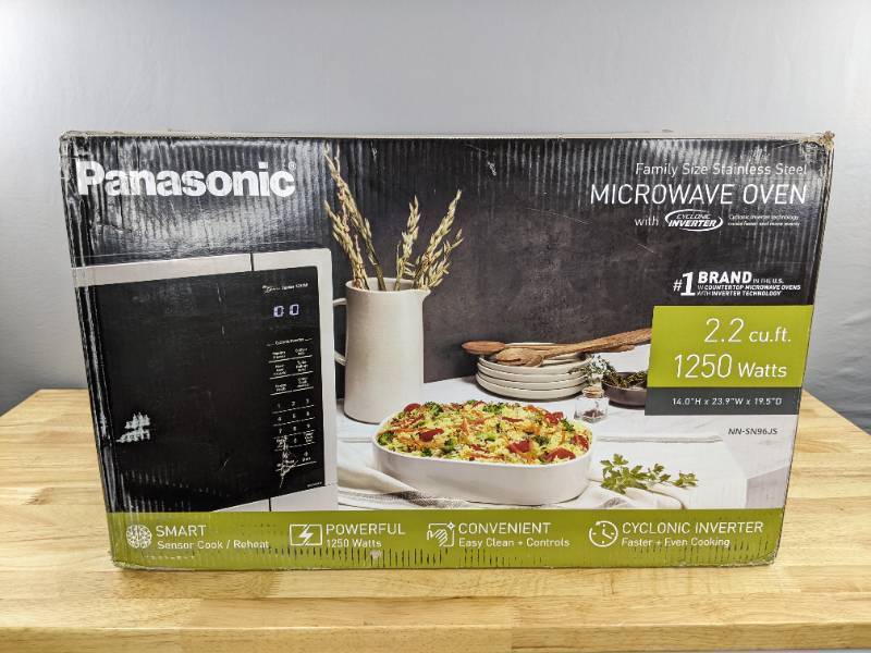 Brand New Panasonic 2.2 cu. ft. Countertop Microwave in Stainless Steel Built-in with Cyclonic Wave Inverter Technology and Sensor Cook N
