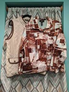 Denim & Co Womens Vest & ios Shirt Jacket Size Large P
