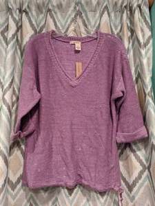 New DKNY Jeans Womans Sequin Purple Colored Sweater Size Medium P