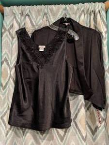 Tuxedo Bolero and Laced Dressy Tank Top Black Womens Sizes Junior XL and Large P